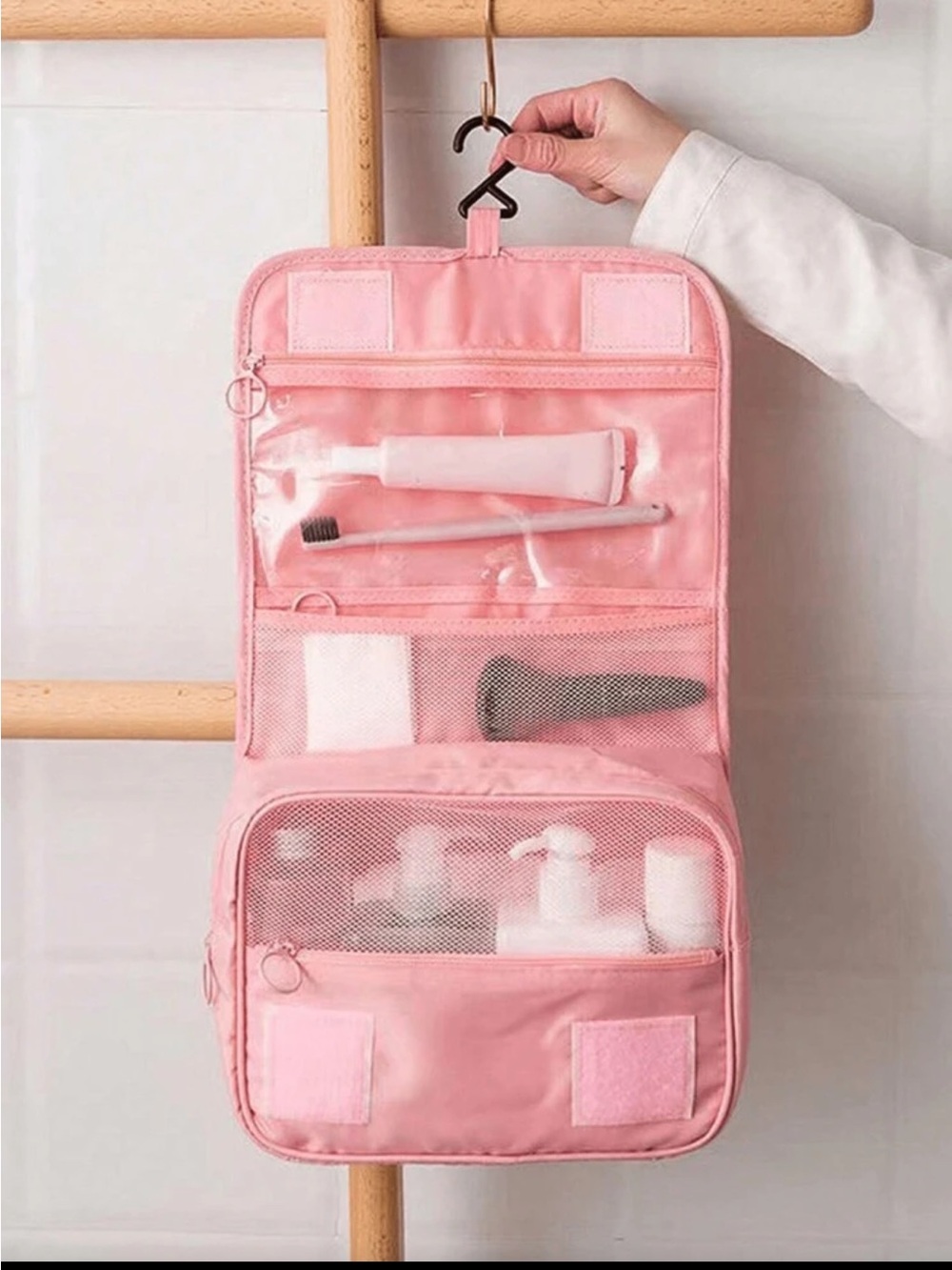 Pink Hanging Travel Toiletry Organizer Bag